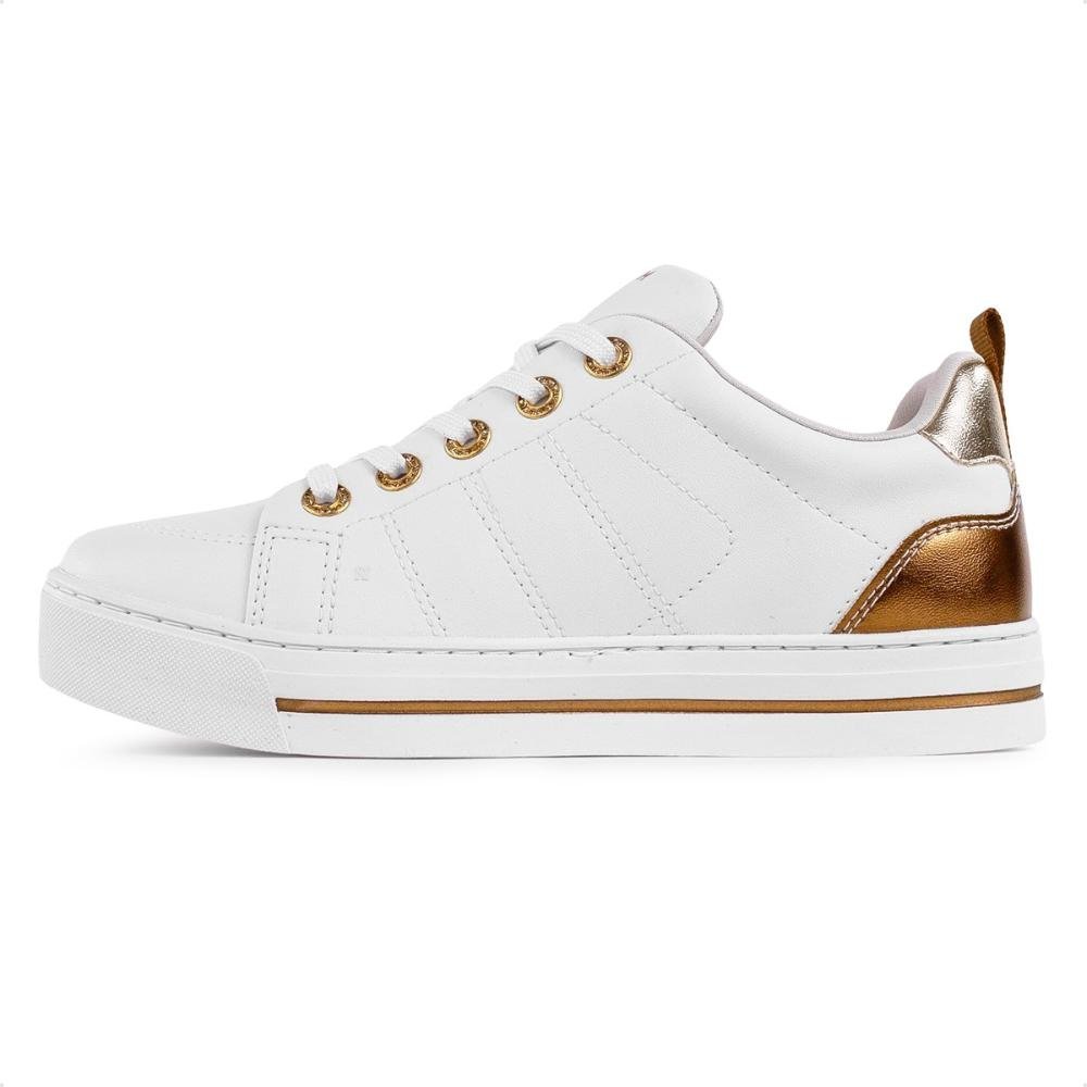 Tênis Ramarim Casual Cadarço Feminino Branco/Dourado 2