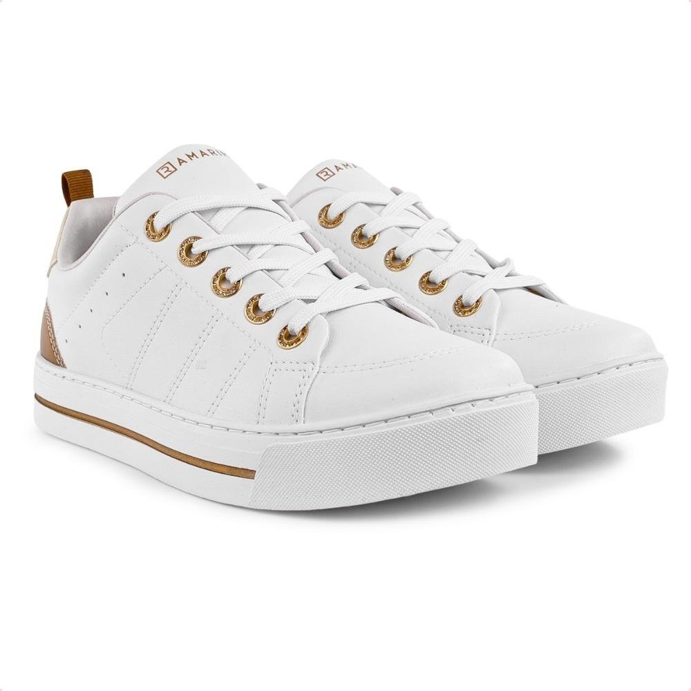 Tênis Ramarim Casual Cadarço Feminino Branco/Dourado 3
