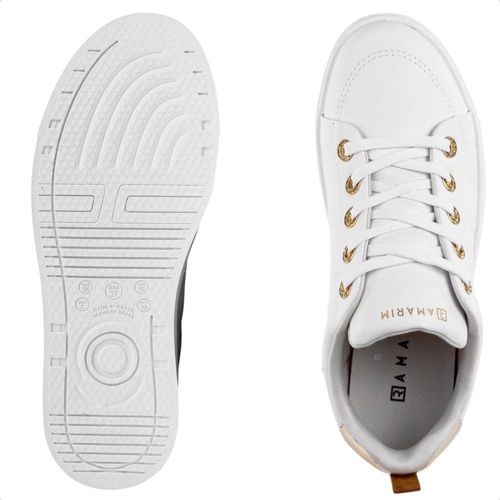 Tênis Ramarim Casual Cadarço Feminino Branco/Dourado 6