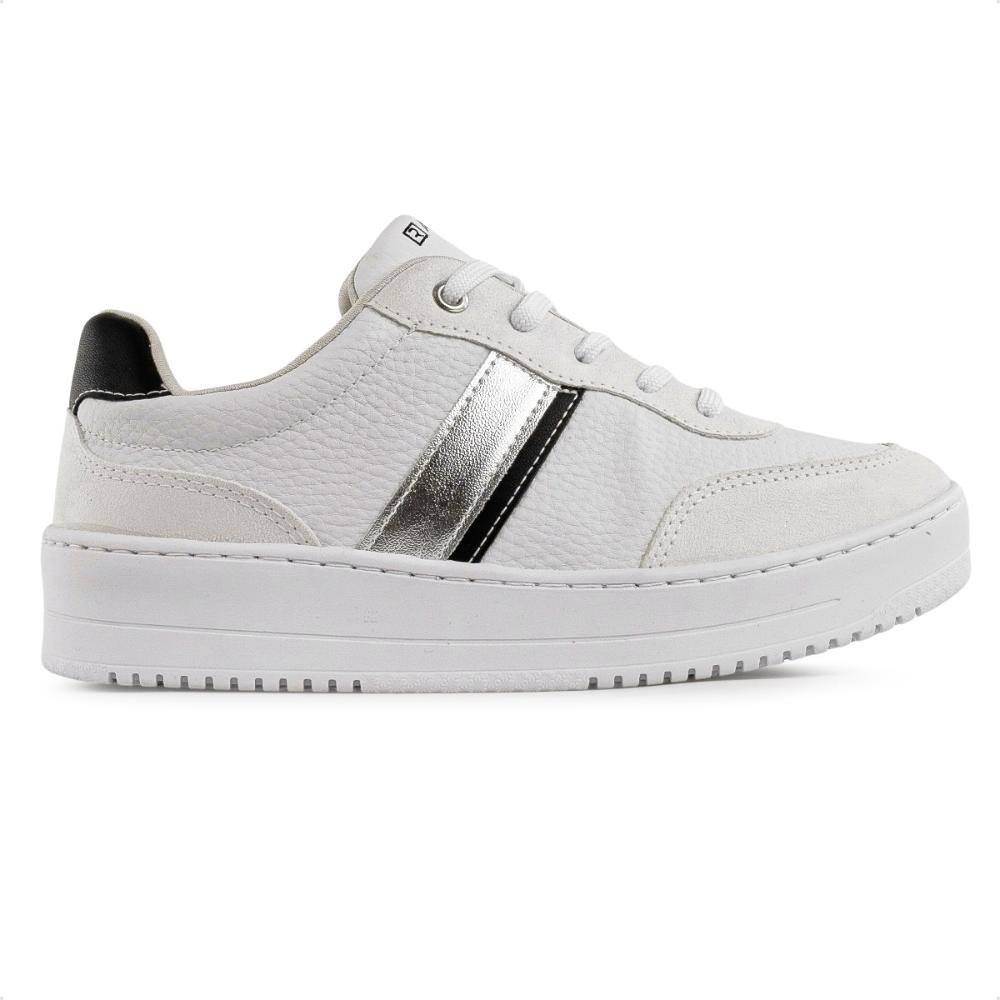 Tênis Ramarim Casual Camurça Feminino Branco/Prata 1