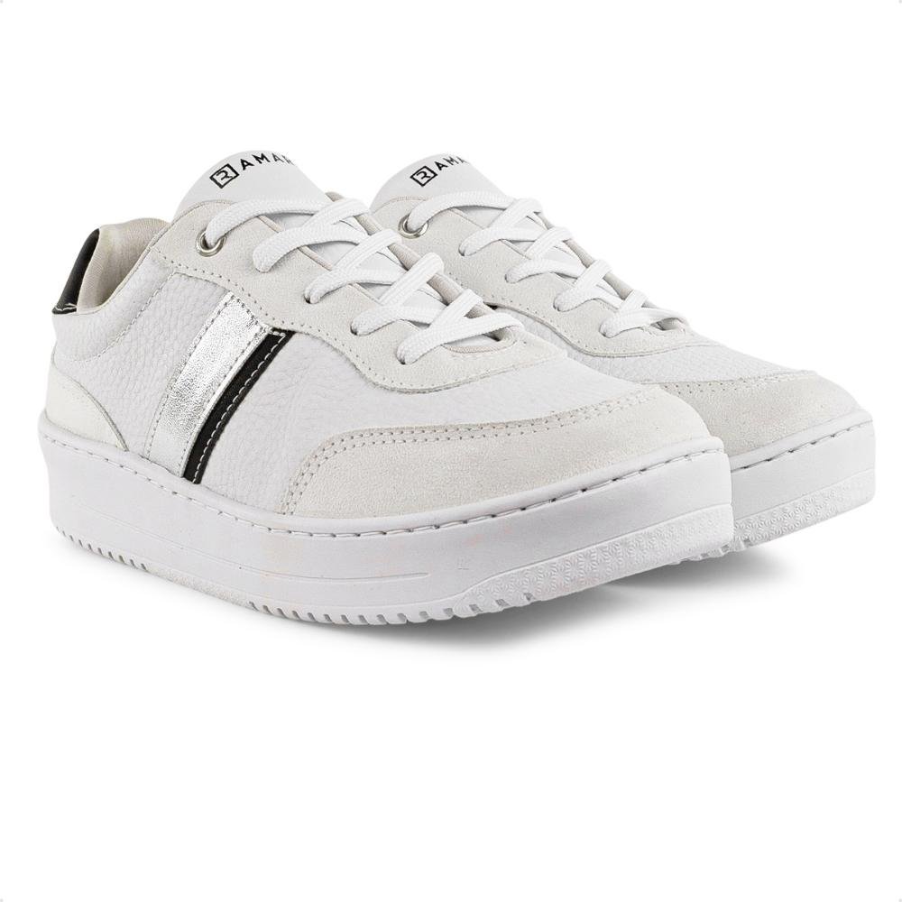 Tênis Ramarim Casual Camurça Feminino Branco/Prata 3