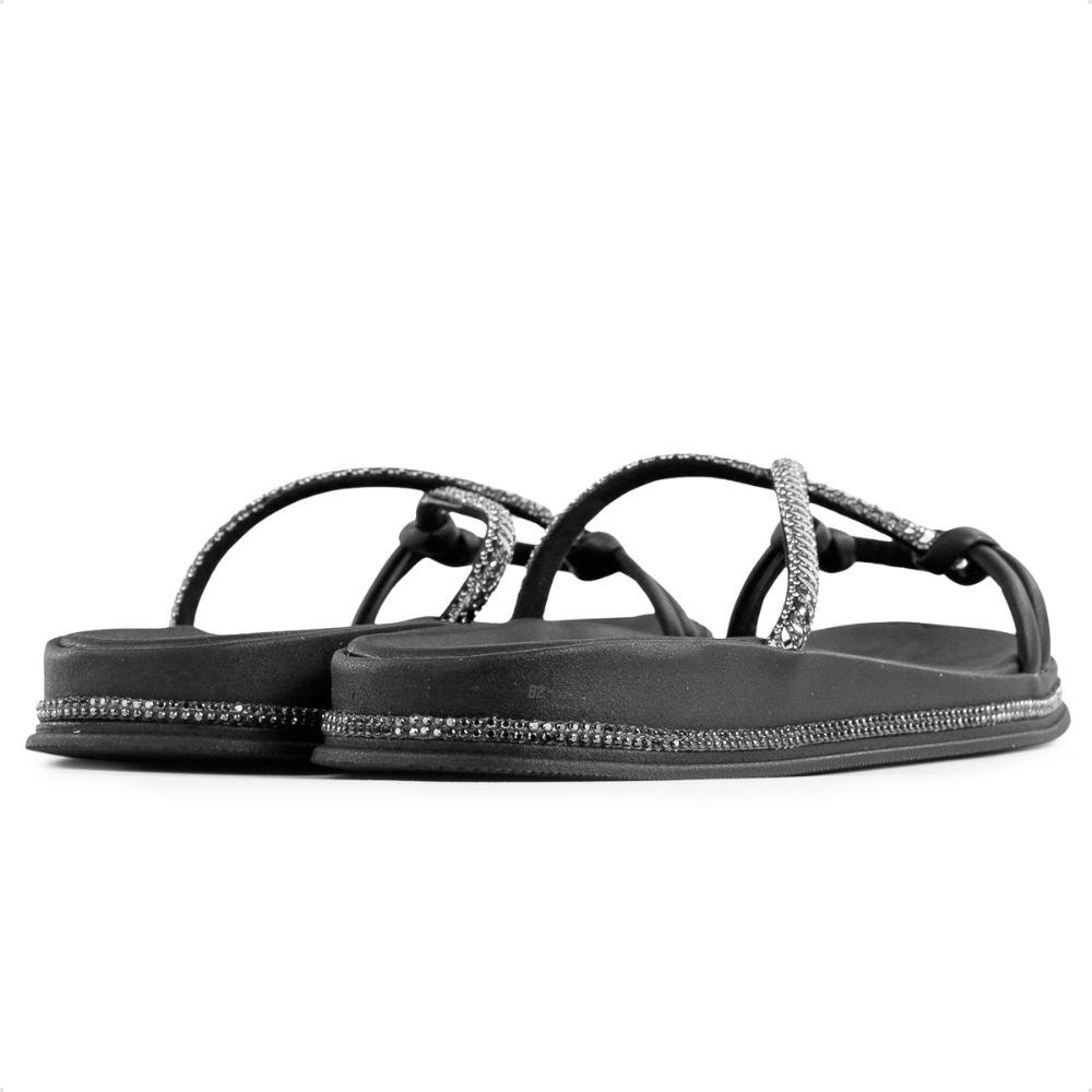 Sandália Papete Moleca Strass Feminina Preto/Prata 6