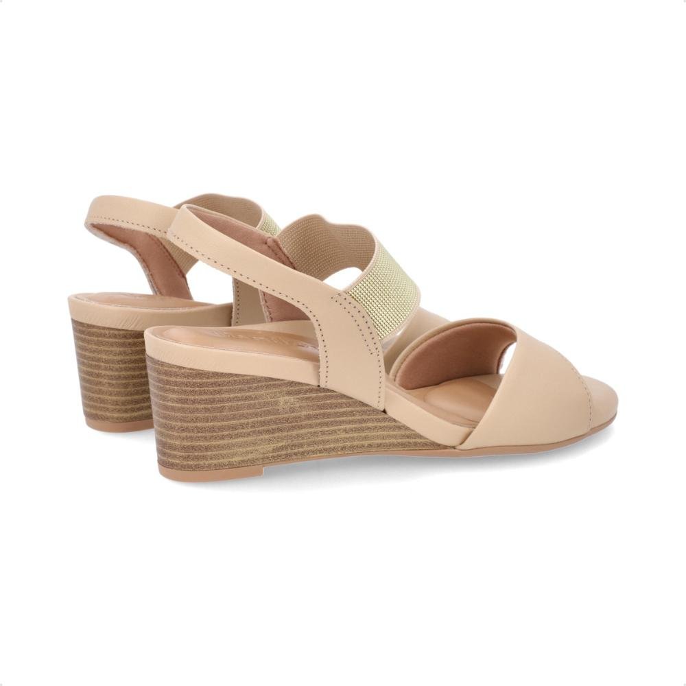 Sandália Usaflex Anabela Feminina Bege/Dourado 3