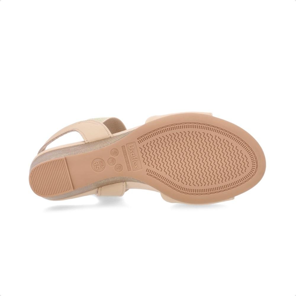 Sandália Usaflex Anabela Feminina Bege/Dourado 5