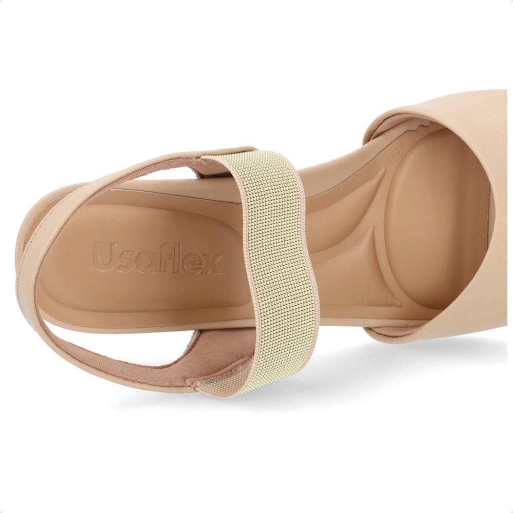 Sandália Usaflex Anabela Feminina Bege/Dourado 6