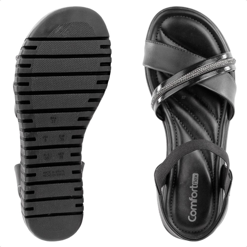 Sandália Comfortflex Tiras Feminina Preto 6