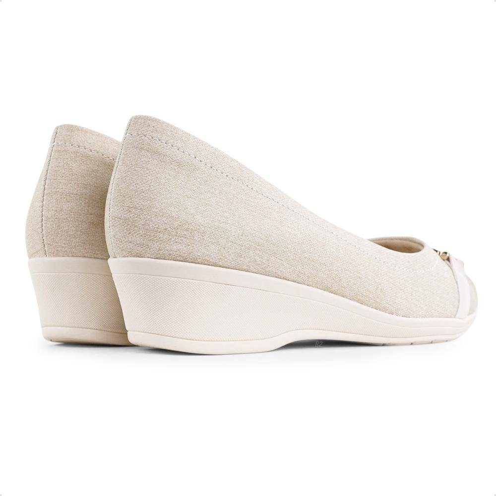 Sapato Comfortflex Peep Toe Feminino Bege 5