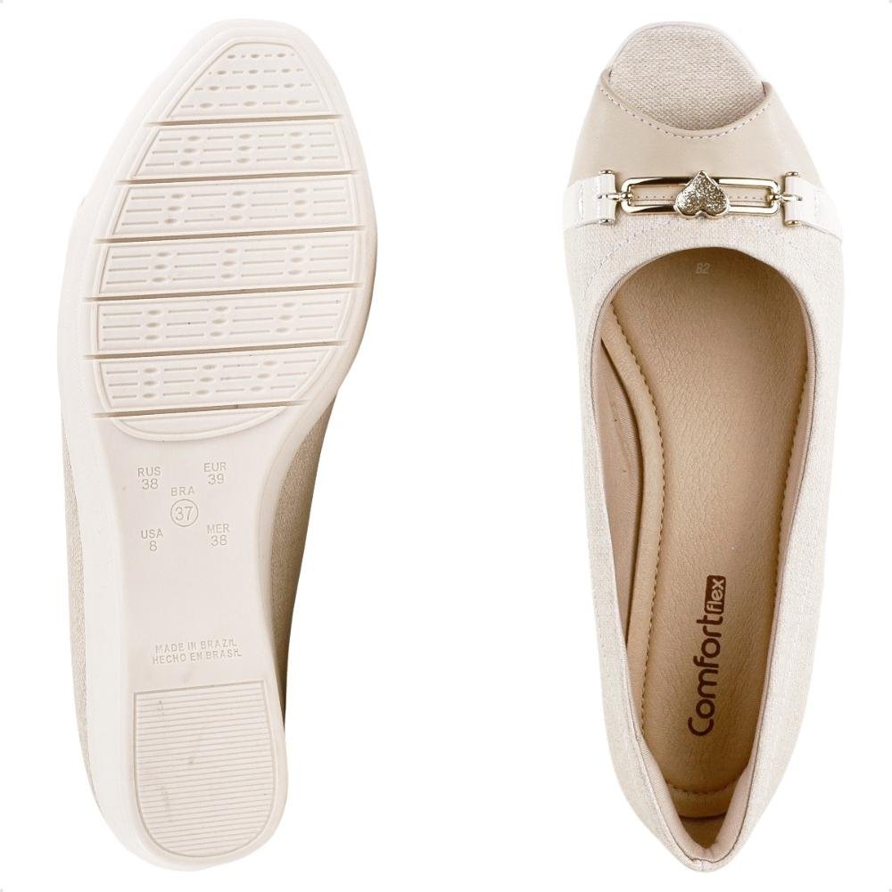 Sapato Comfortflex Peep Toe Feminino Bege 6