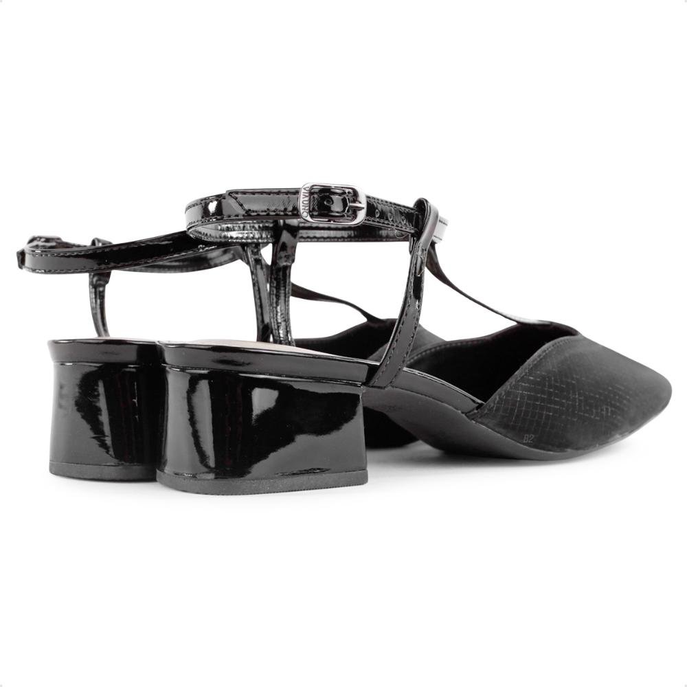 Scarpin Via Uno Salto Bloco Baixo Verniz Feminino Preto 5