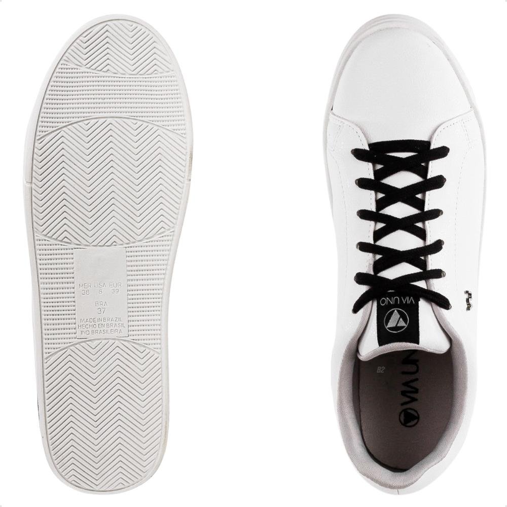 Tênis Via Uno Casual Feminino Branco/Preto 6