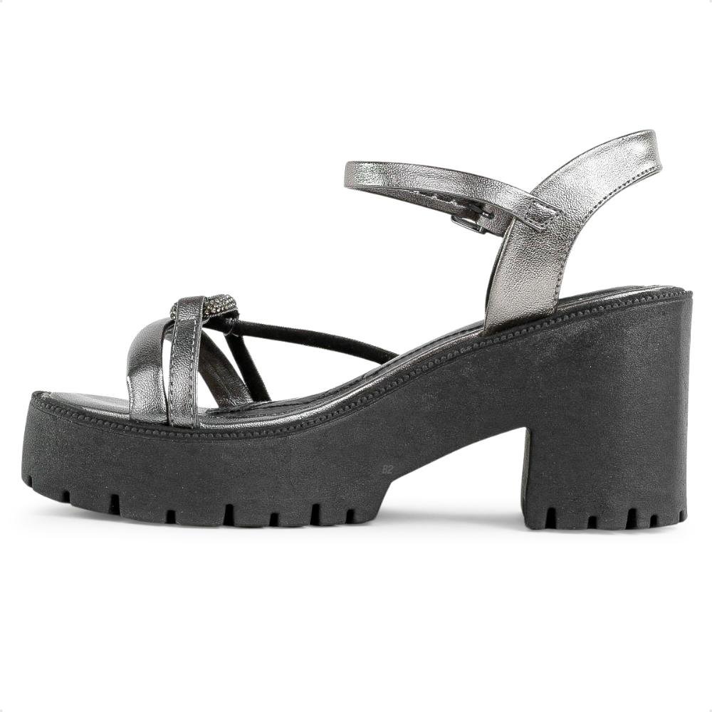 Sandália Ramarim Tratorada Feminina Preto/Prata 2