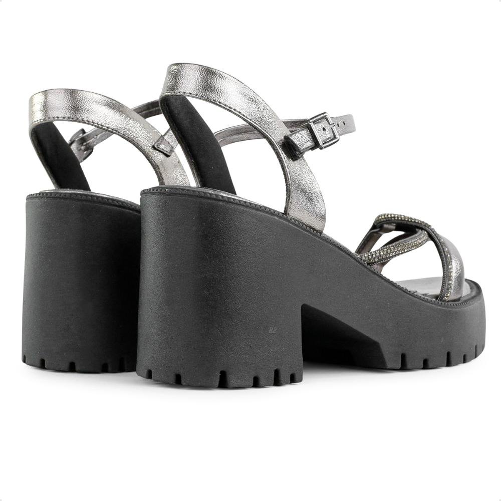 Sandália Ramarim Tratorada Feminina Preto/Prata 5