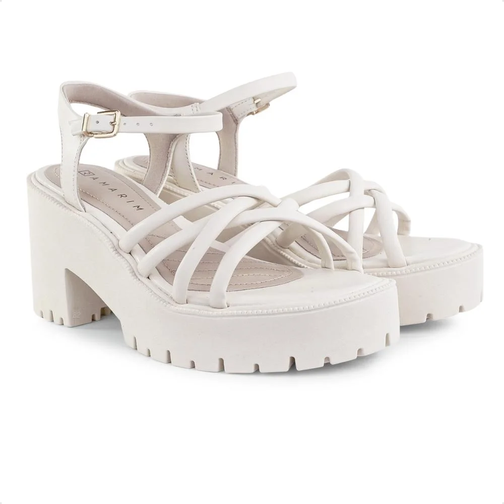 Sandália Ramarim Tratorada tiras Feminina Branco 3