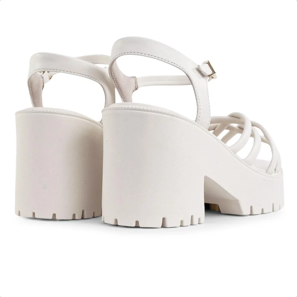 Sandália Ramarim Tratorada tiras Feminina Branco 5
