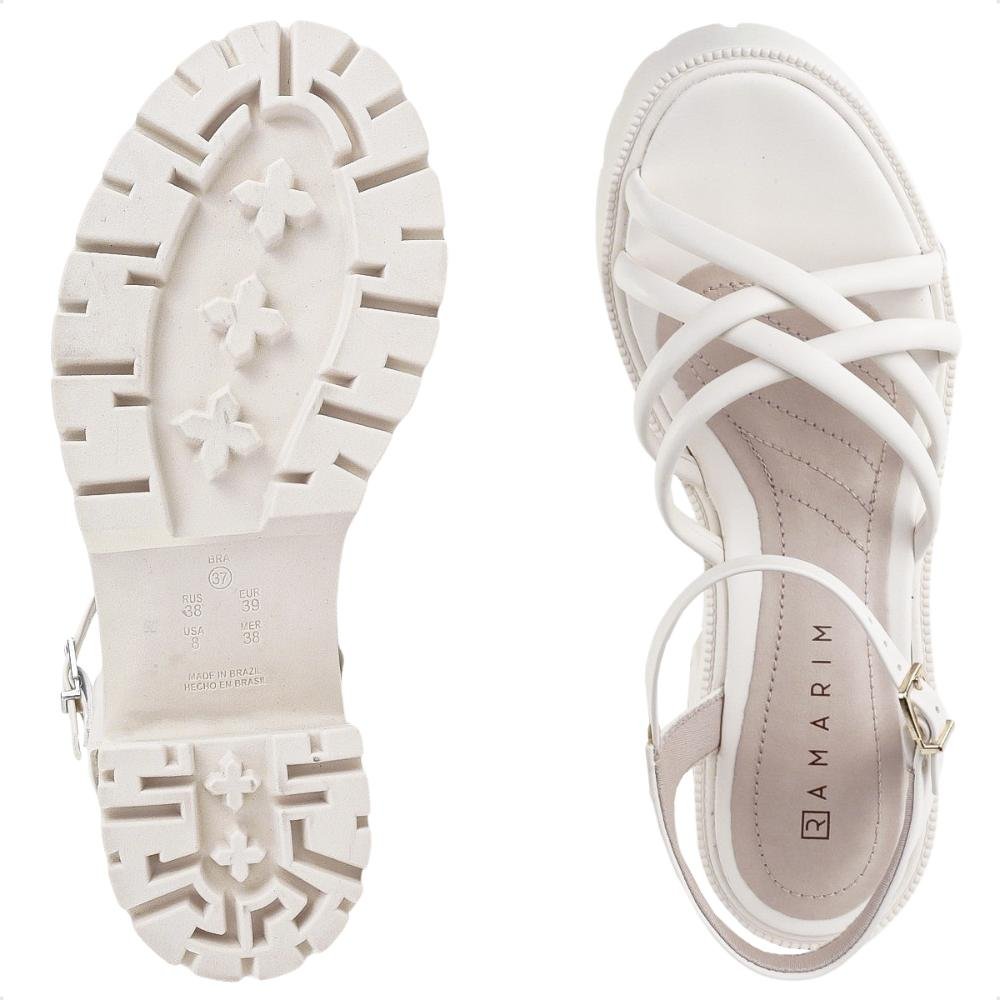 Sandália Ramarim Tratorada tiras Feminina Branco 6