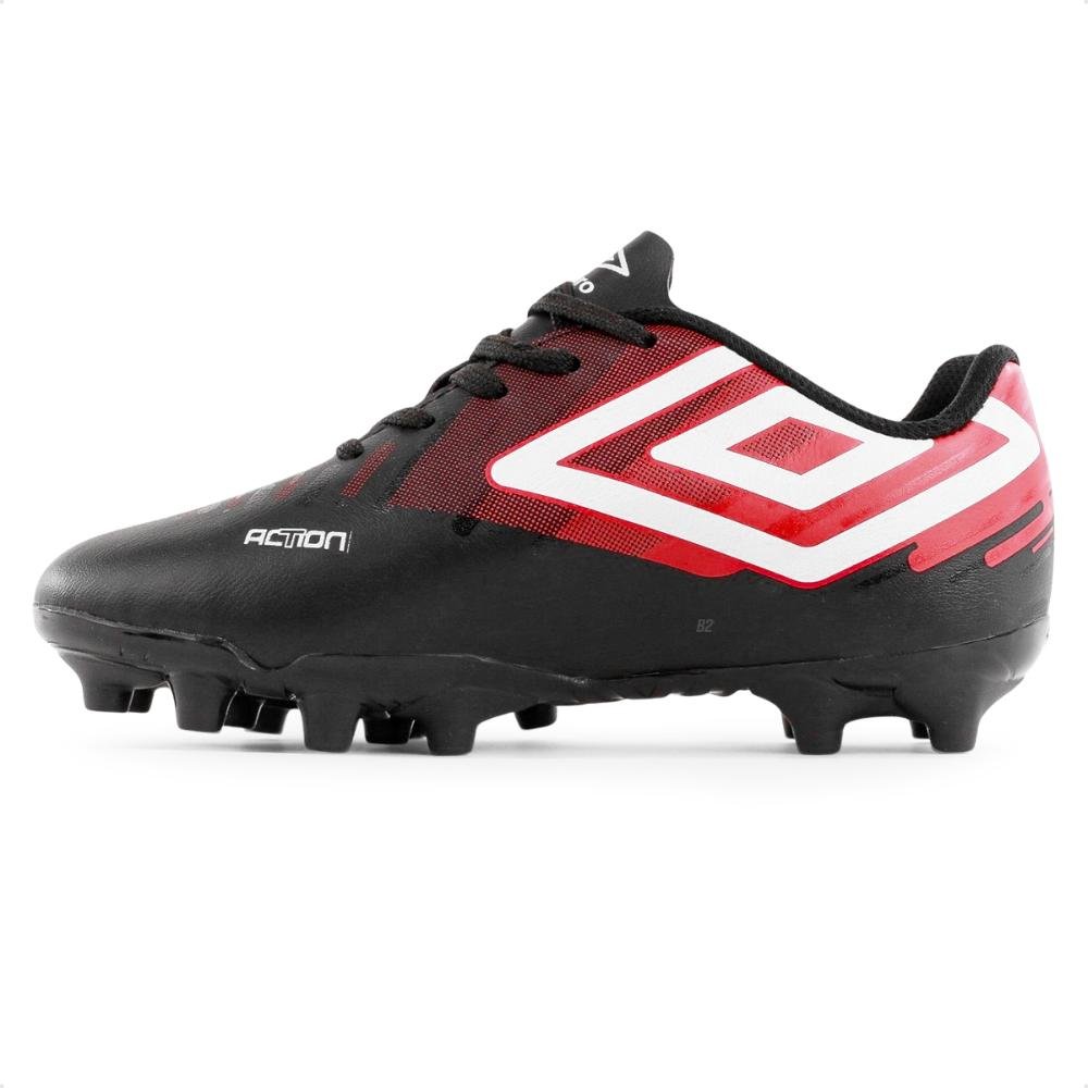 Chuteira Campo Umbro Action Jr Preto/Vermelho 2