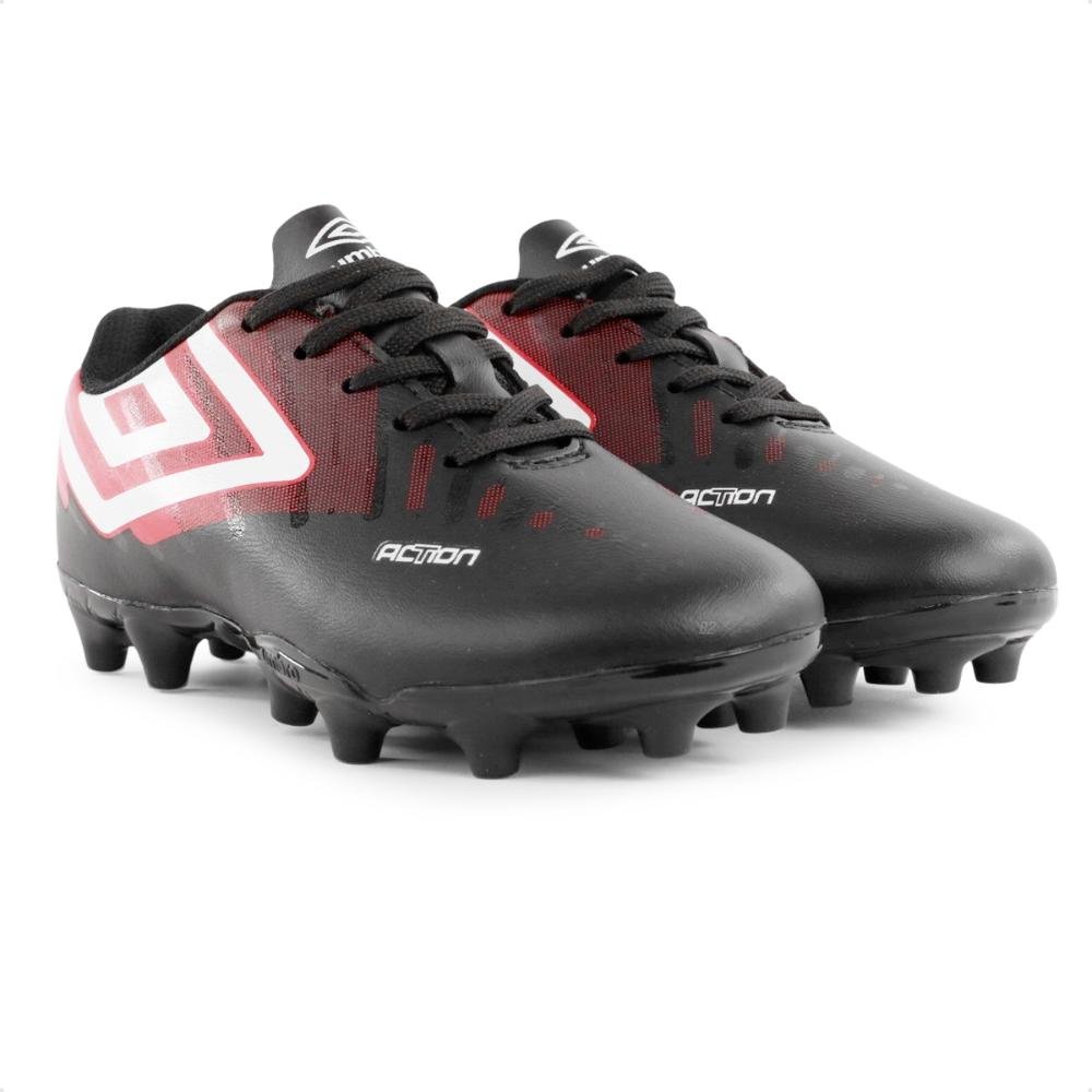 Chuteira Campo Umbro Action Jr Preto/Vermelho 3
