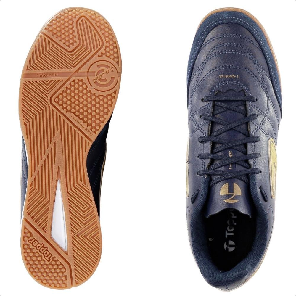 Chuteira Futsal Topper Maestro Club V Unissex Azul Marinho/Amarelo 5