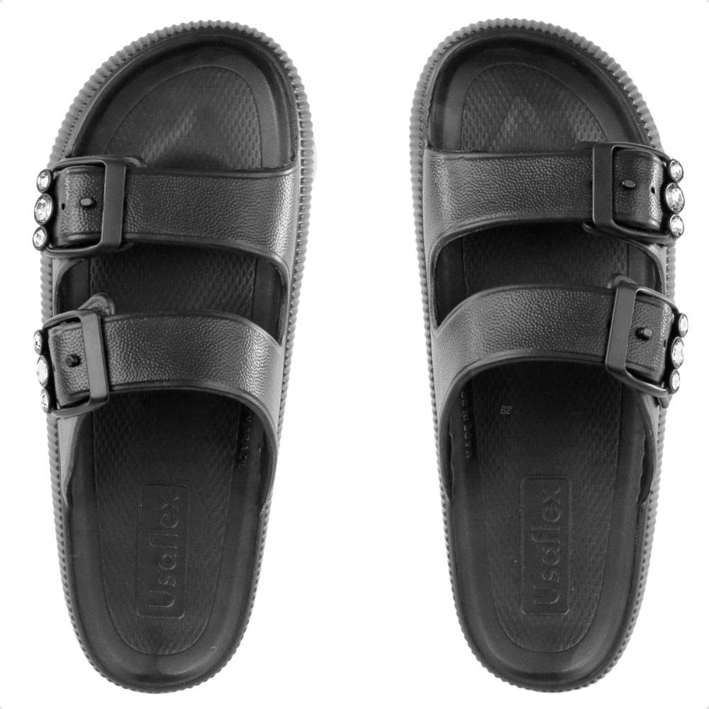 Chinelo Slide Usaflex Poofy Plataforma Feminino Preto