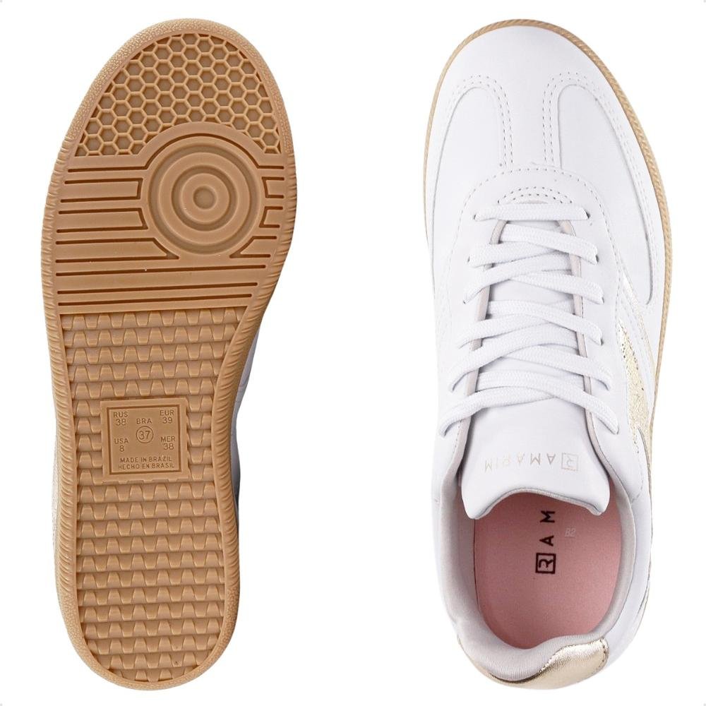 Tênis Ramarim Style Casual Feminino Branco/Dourado 6
