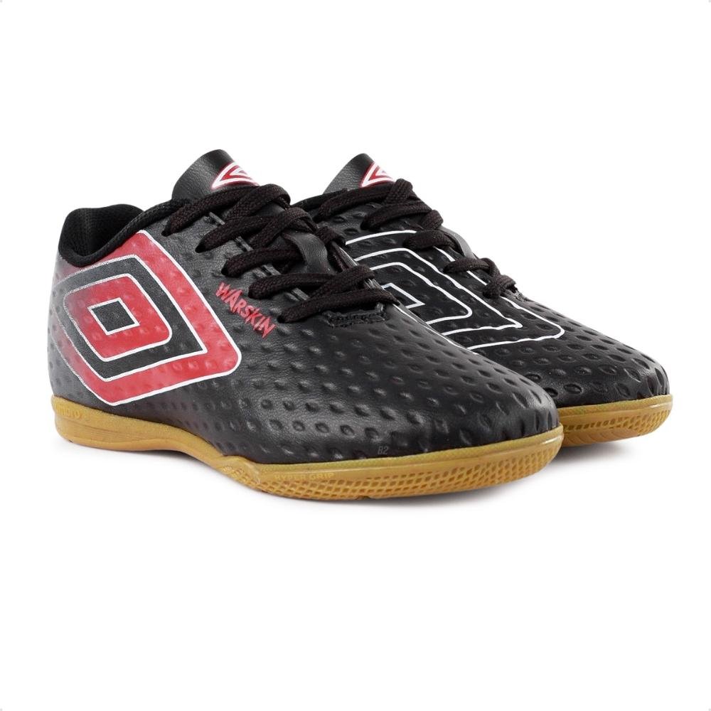 Chuteira Futsal Umbro Warskin Jr Preto/Vermelho 3