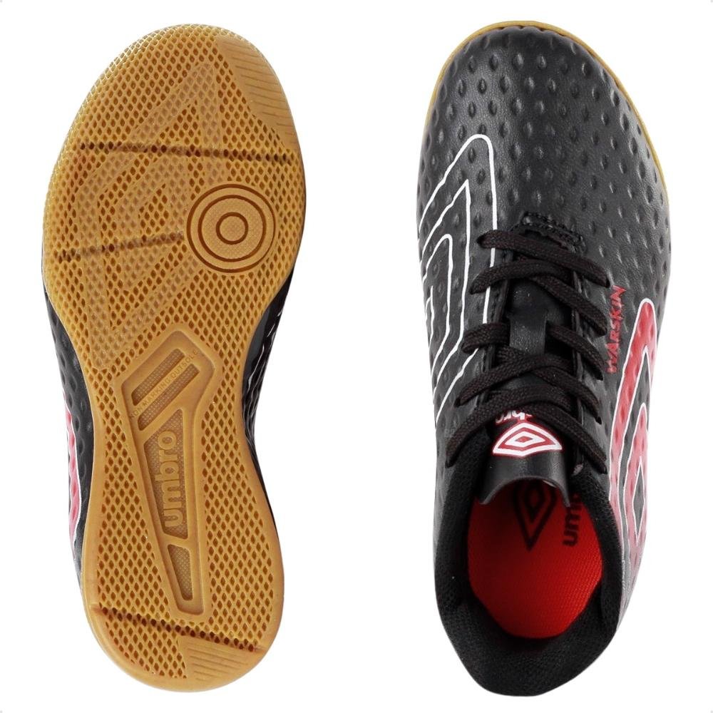 Chuteira Futsal Umbro Warskin Jr Preto/Vermelho 6