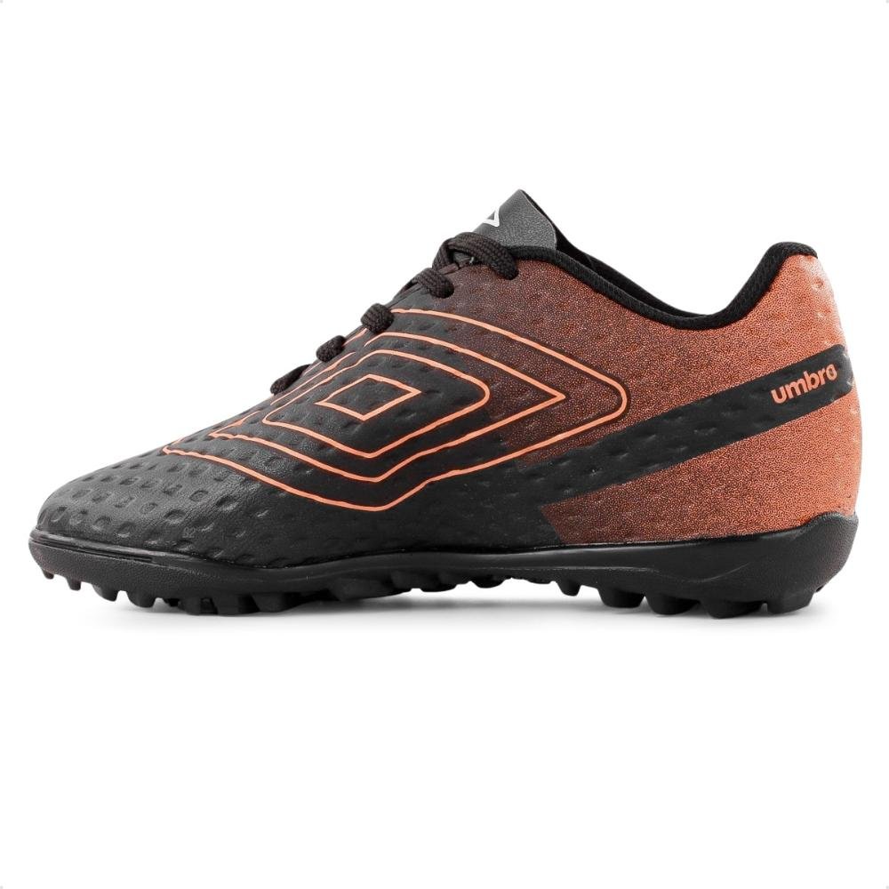Chuteira Society Umbro Warskin Jr Preto/Laranja 2