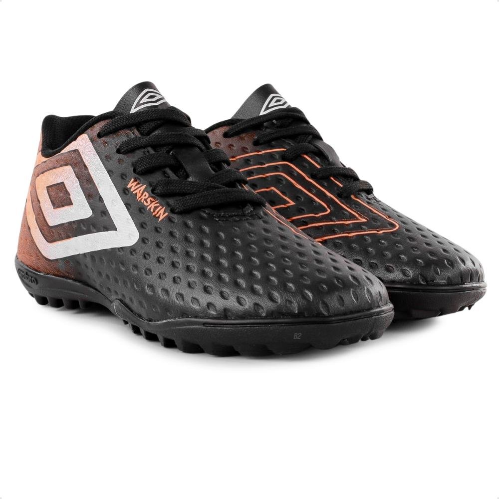 Chuteira Society Umbro Warskin Jr Preto/Laranja 3