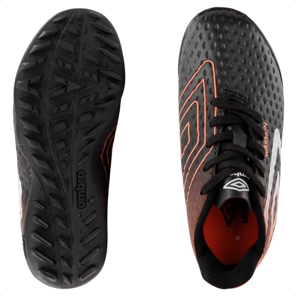 Chuteira Society Umbro Warskin Jr Preto/Laranja 6