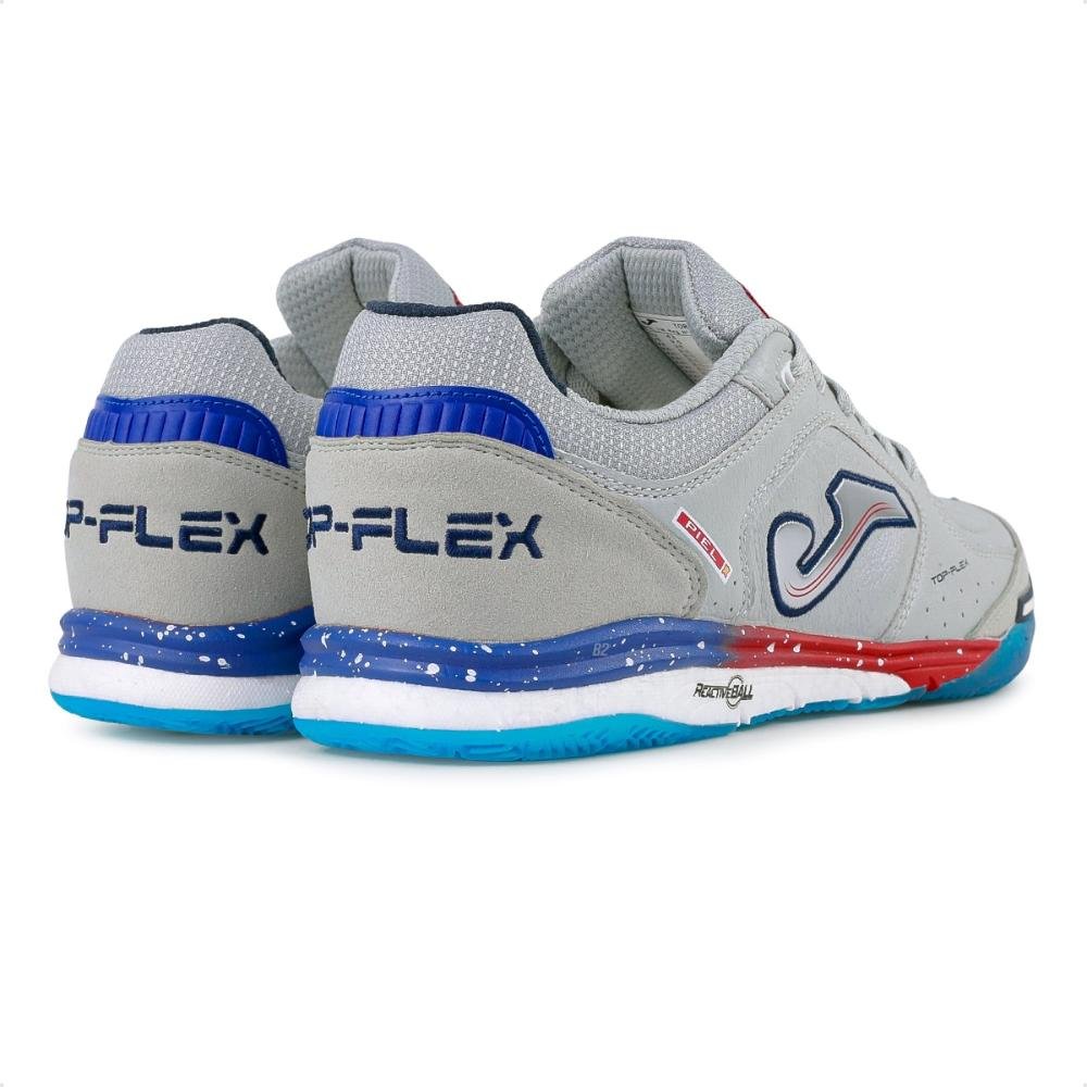 Chuteira Futsal Joma Top Flex Rebound Cinza/Azul