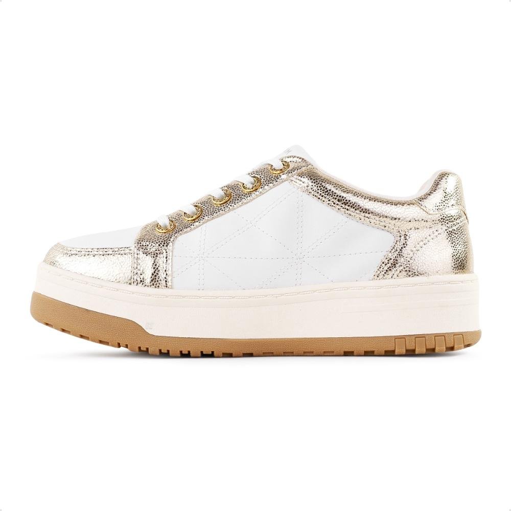 Tênis Ramarim Plataforma Cadarço Casual Feminino Branco/Dourado 2