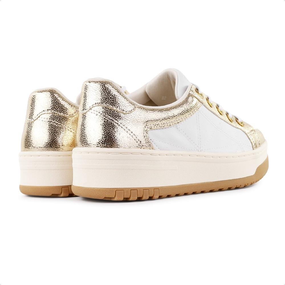 Tênis Ramarim Plataforma Cadarço Casual Feminino Branco/Dourado 5
