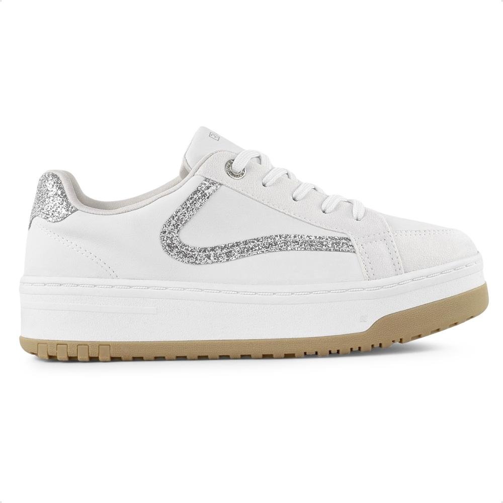 ①HY Tênis Casual Piccadilly 985006 Feminino - Branco/Gelo Branco