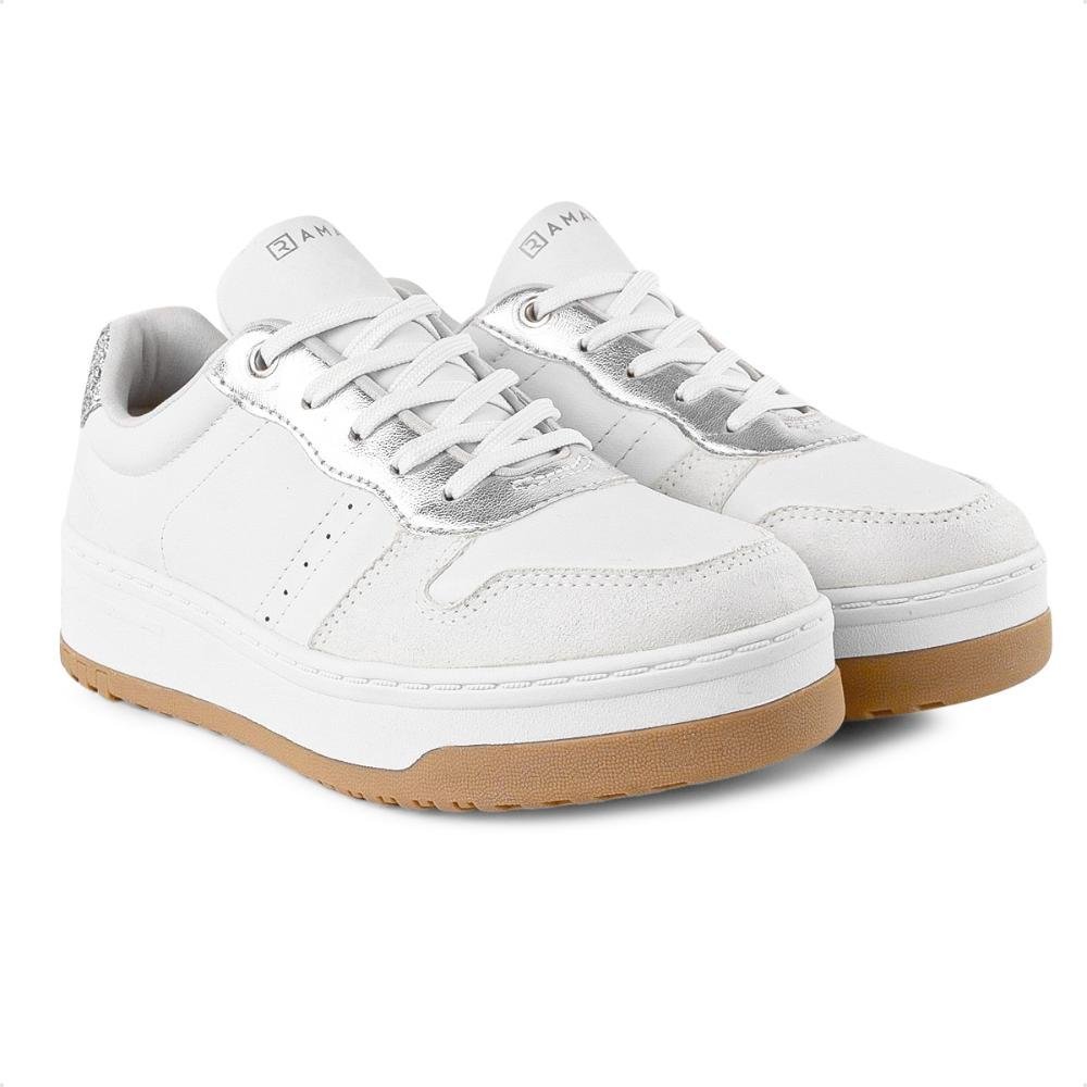 Tênis Ramarim Plataforma Casual Feminino Branco/Prata 3