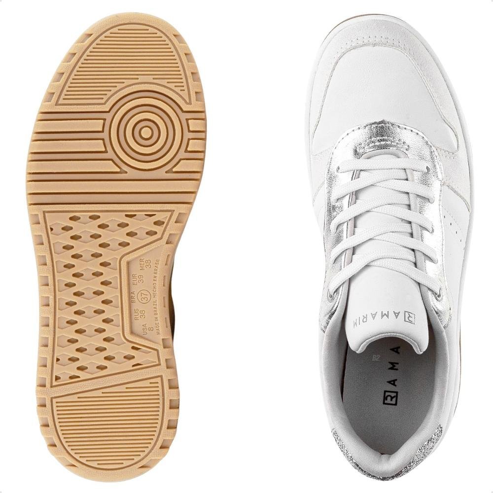 Tênis Ramarim Plataforma Casual Feminino Branco/Prata 6