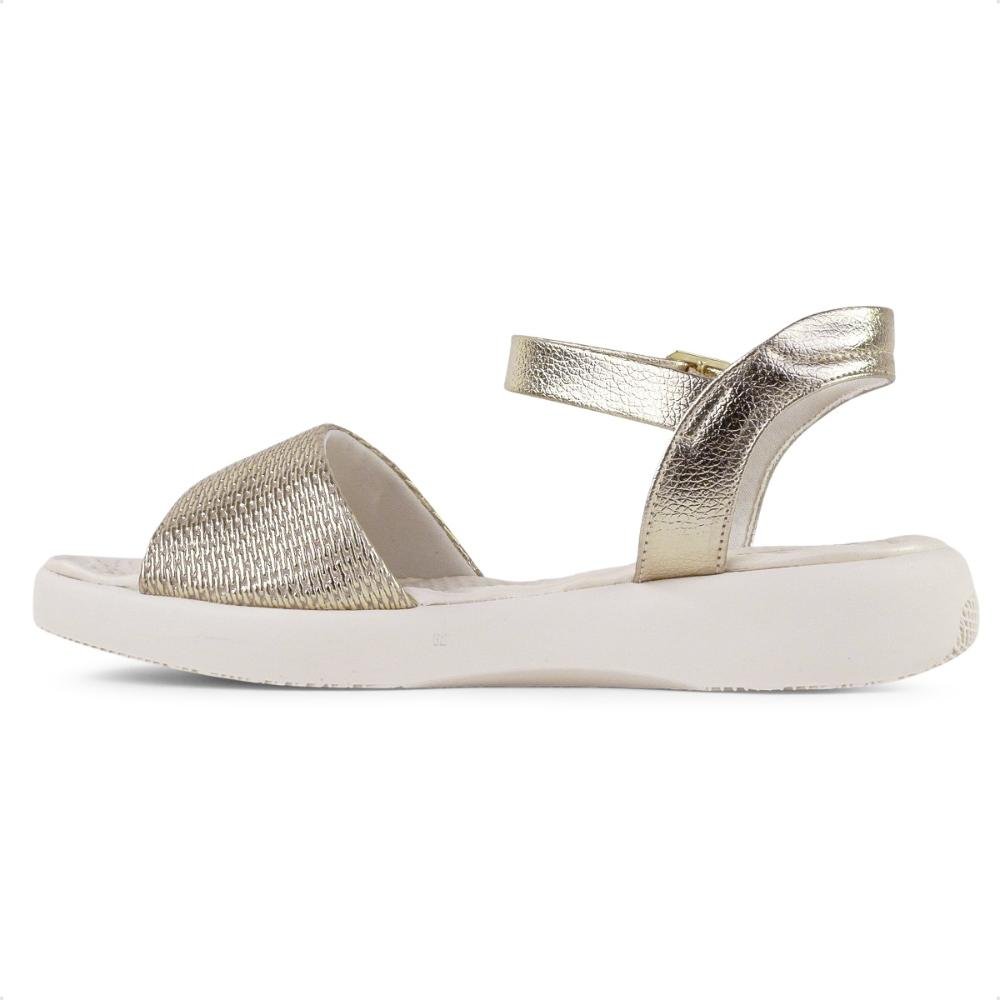 Sandália Comfortflex Com Fivela Feminina Branco/Dourado 2