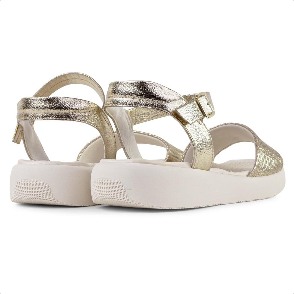 Sandália Comfortflex Com Fivela Feminina Branco/Dourado 5