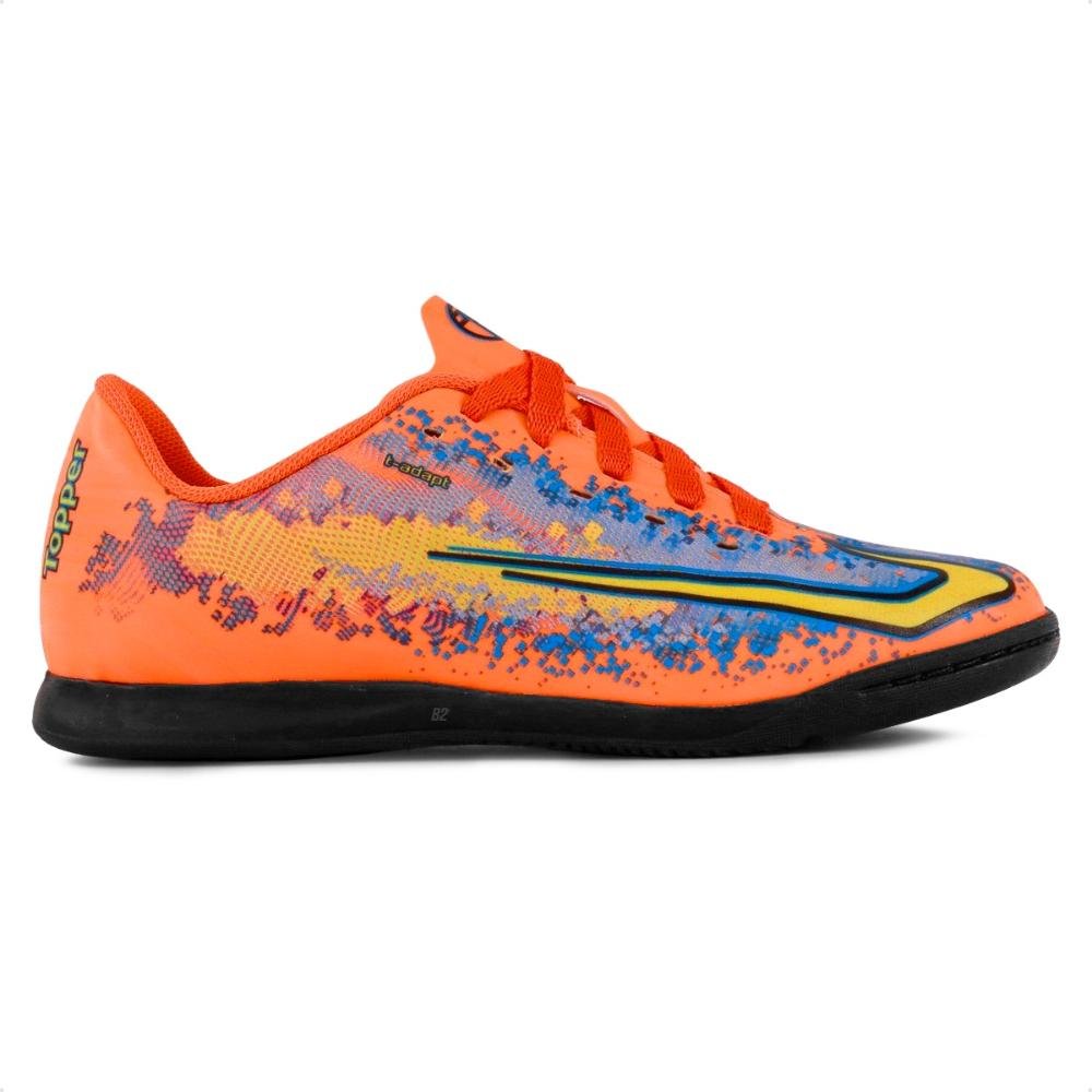 Chuteira Futsal Topper Strike 6 Juvenil Laranja/Azul 1
