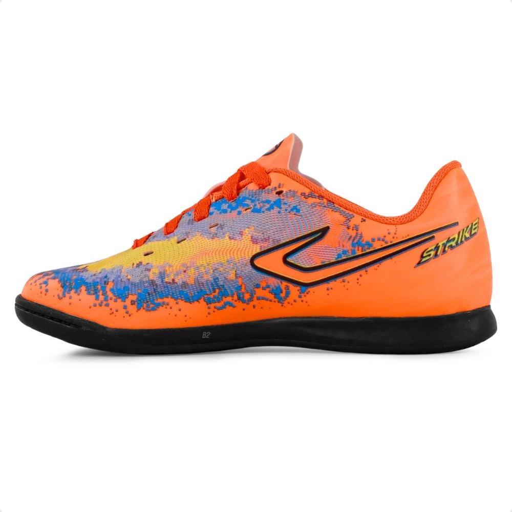 Chuteira Futsal Topper Strike 6 Juvenil Laranja/Azul 2