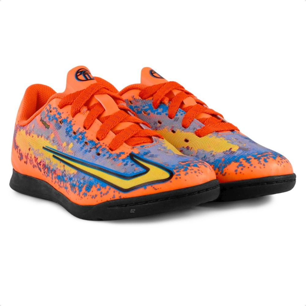 Chuteira Futsal Topper Strike 6 Juvenil Laranja/Azul 3