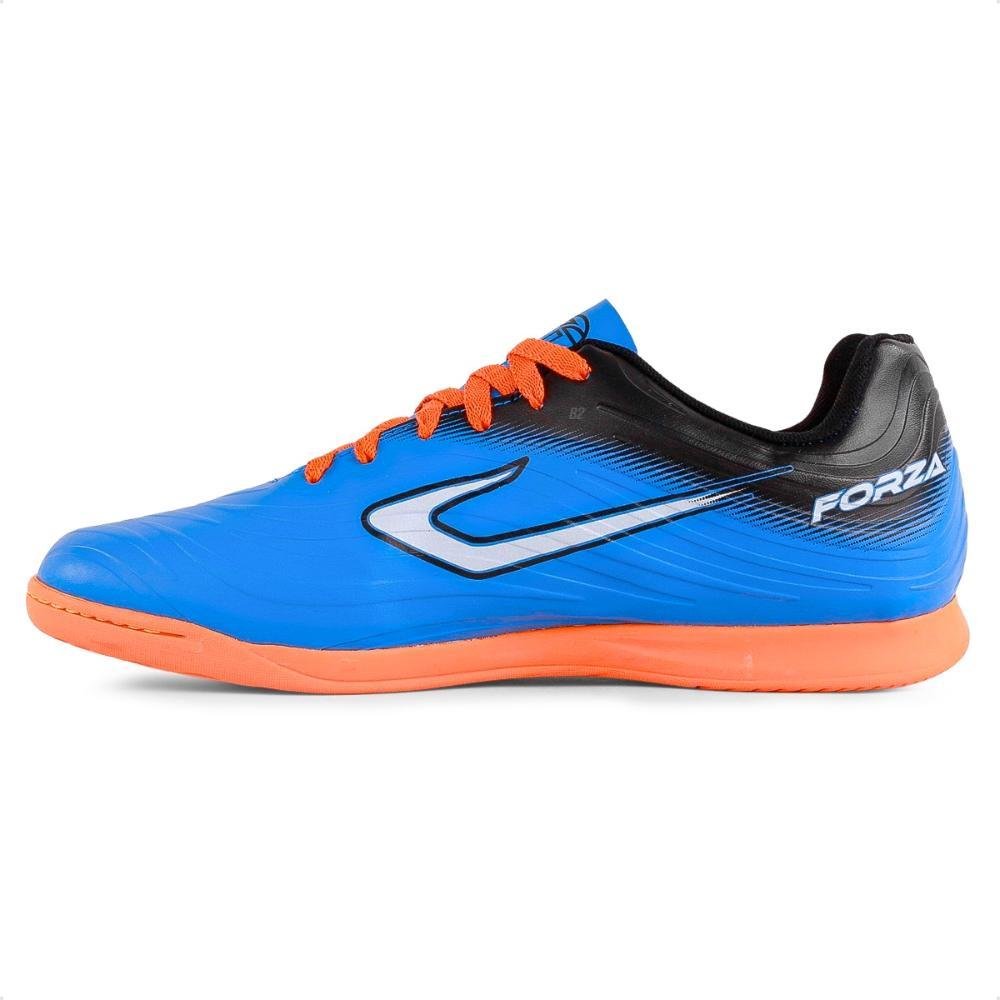 Chuteira Futsal Topper Forza III Masculino Azul/Laranja 2