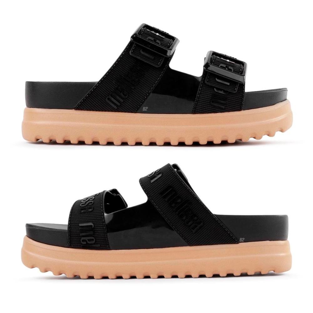 Sandália Melissa Cozy Slide M Lover Platform Feminina Preto/Bege 2