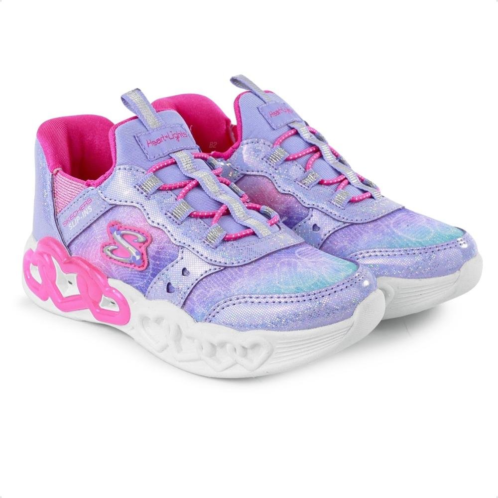 Tênis Skechers Infinite Heart Lights Etern Infantil Roxo/Rosa 3