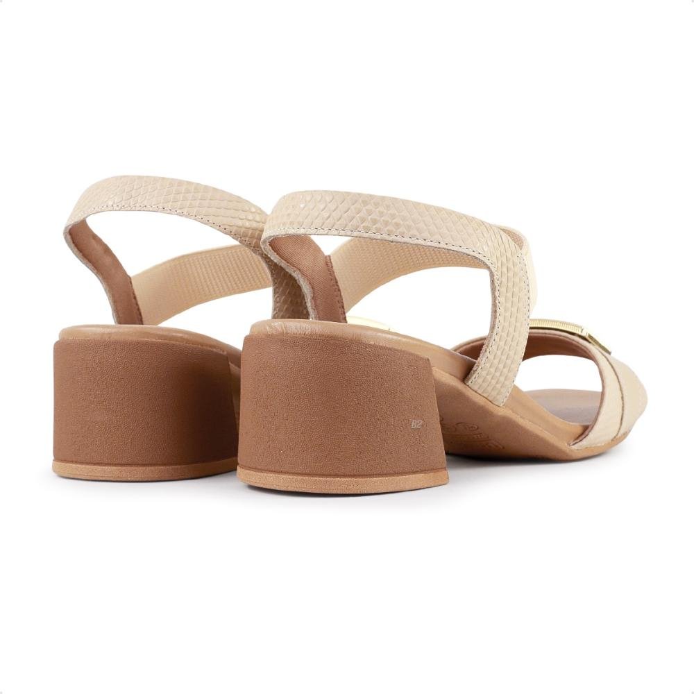 Sandália Usaflex Salto Bloco com Elástico Feminino Bege/Marrom 5
