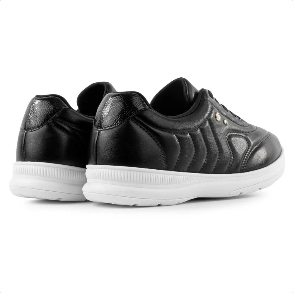 Tênis Comfortflex Casual Feminino Preto/Branco 5