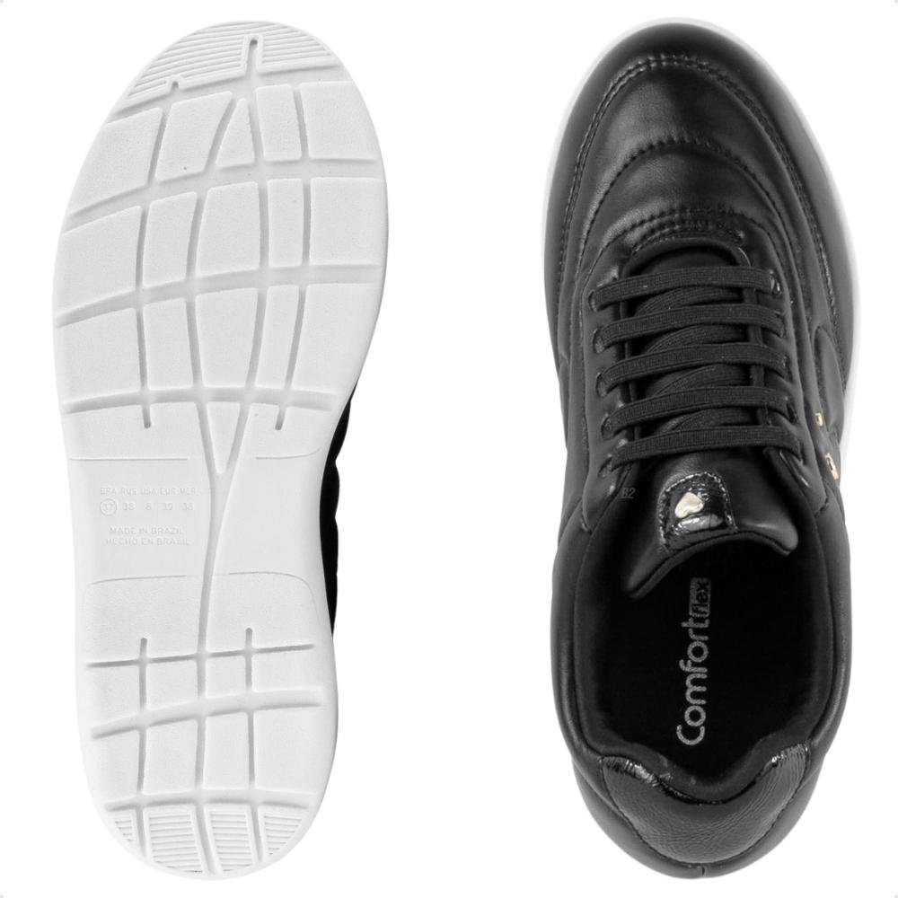 Tênis Comfortflex Casual Feminino Preto/Branco 6