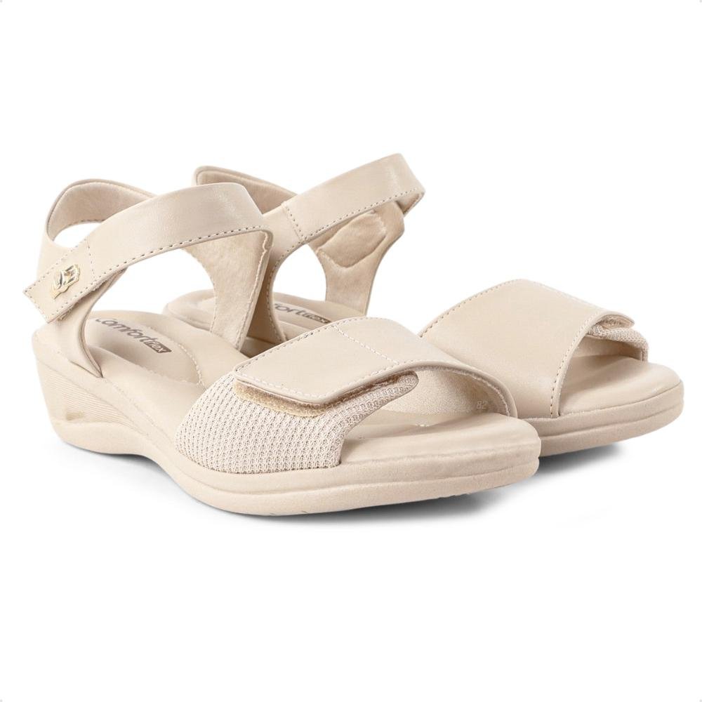 Sandália Comfortflex Salto Baixo Feminina Bege 3