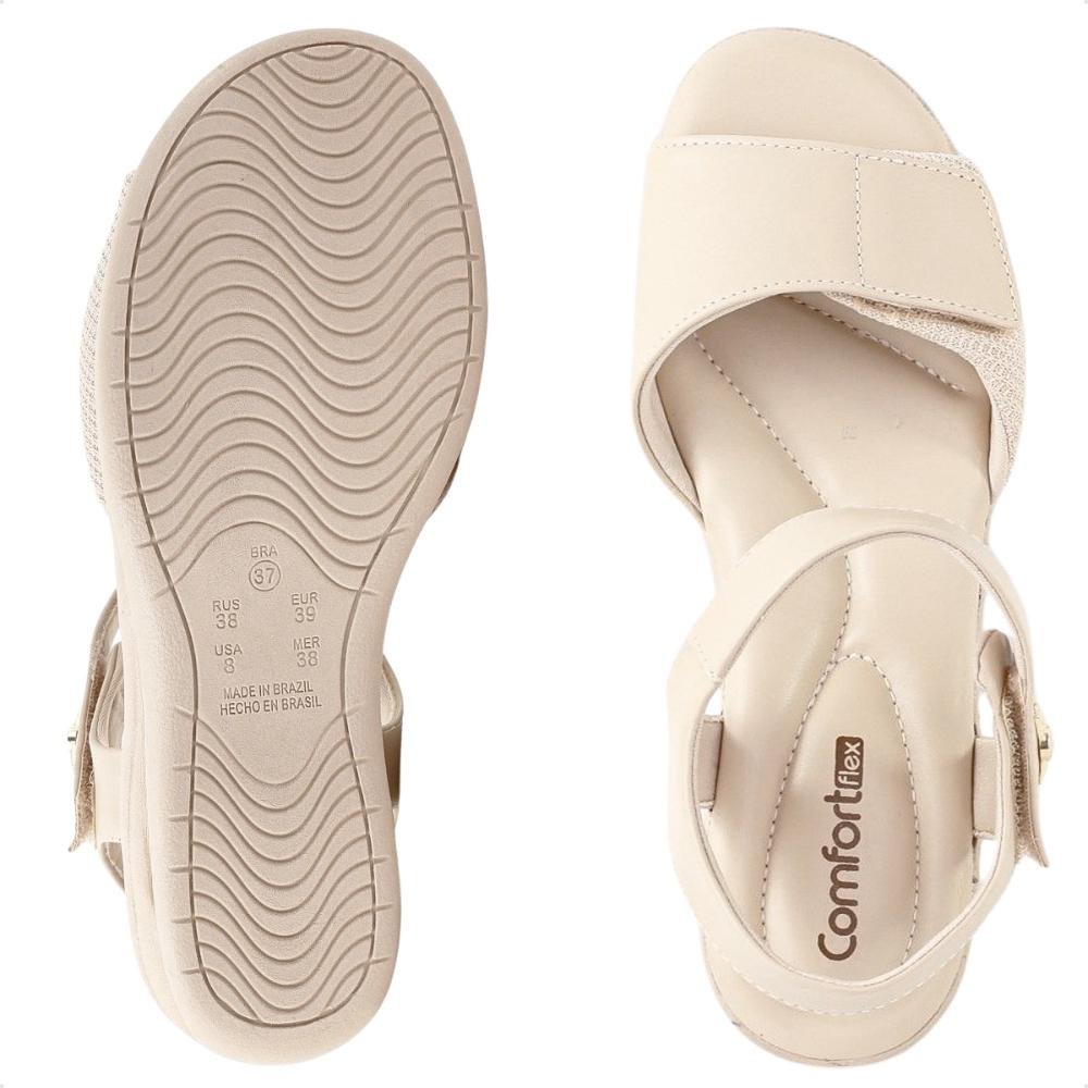 Sandália Comfortflex Salto Baixo Feminina Bege 6