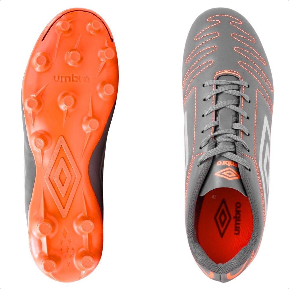 Chuteira de Campo Umbro Masculina Cinza/Laranja 6