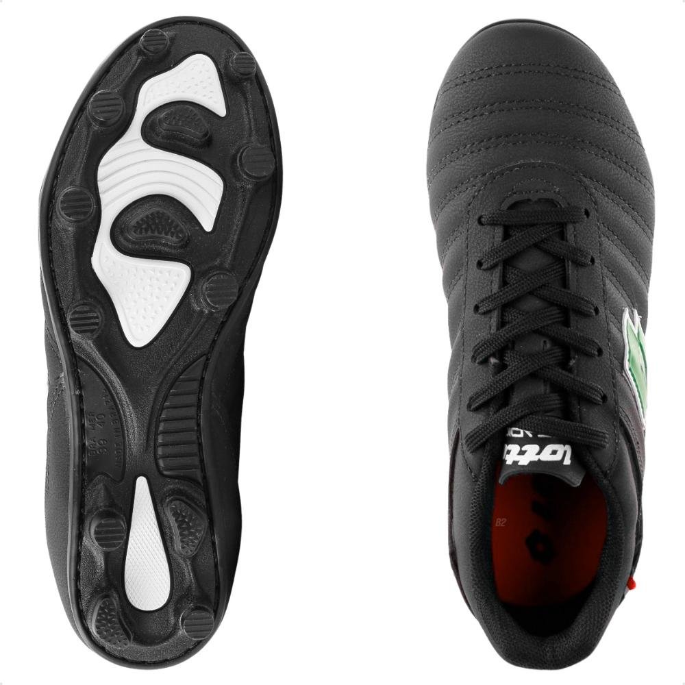 Chuteira Campo Lotto Stadio Origin B500 Masculina Preto/Verde 6
